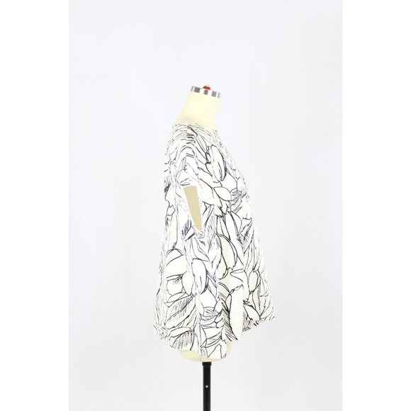 BRYN WALKER Ivy White Black Tulip Floral Cotton Oversized Tunic Top, Size S - Picture 2 of 14